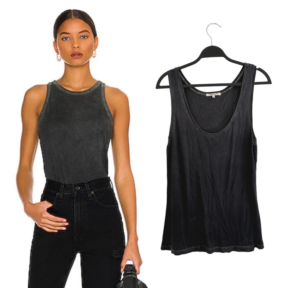 Cotton Citizen The Standard Tank‎ Vintage Oasis Faded Black Grey Size L USA Made